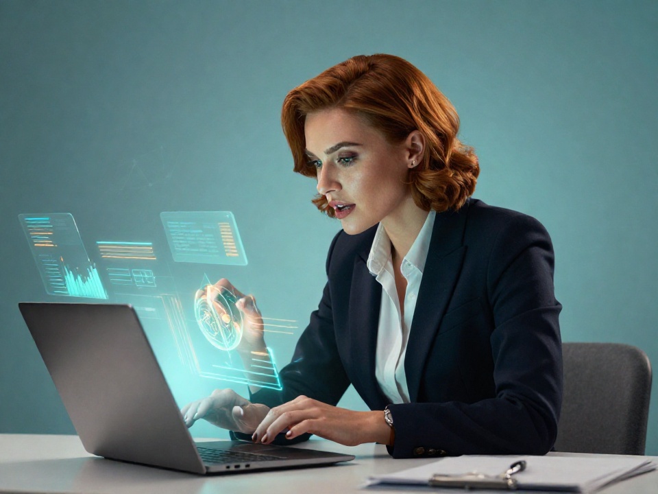Профессиональный SEO-специалист работает с аналитикой и терминологией на современном рабочем месте